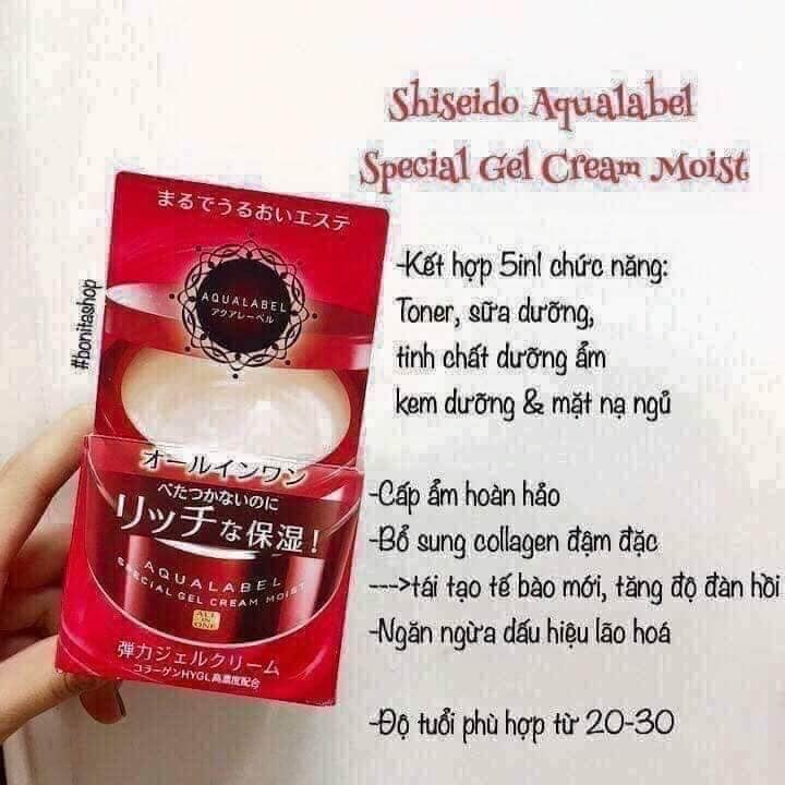 Kem dưỡng Shiseido Aqualabel đỏ Nhật Bản 5in1 90g