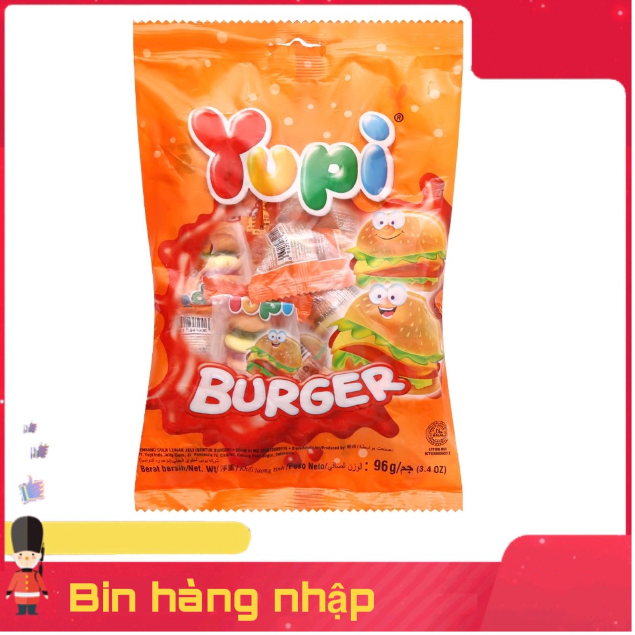 12 GÓI KẸO DẺO YUPI HAMBURGER INDONESIA