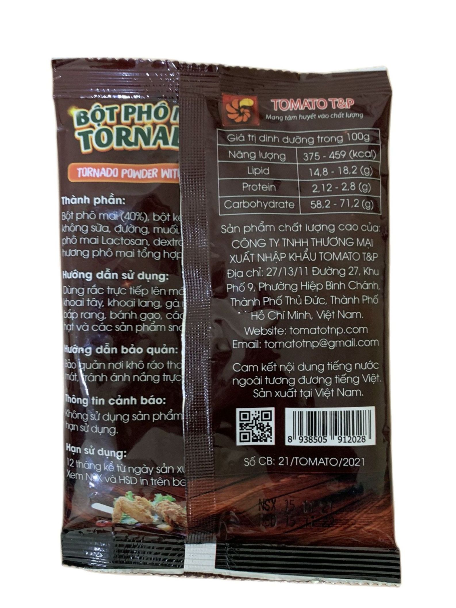 Gói 100g Bột Phô Mai Tomato VỊ Cay Nồng