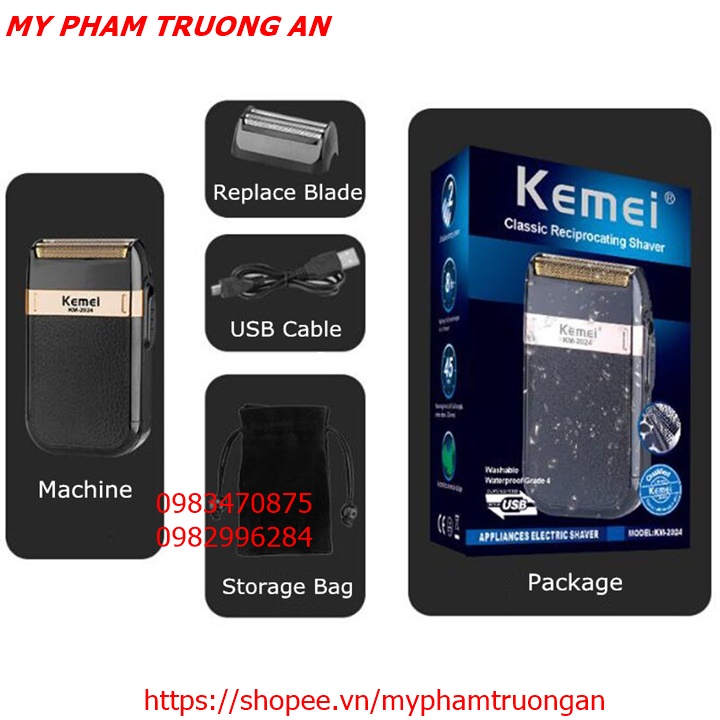 Kemei KM-2026 Rechargeable Cordless Razor For Men