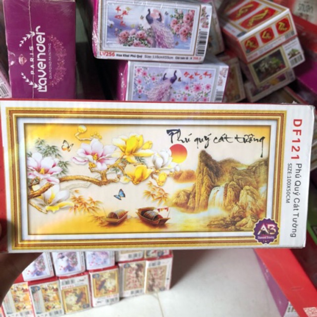 Tranh Đính Đá PHÚ QUÝ CÁT TƯỜNG (ĐÁ AB CAO CẤP)