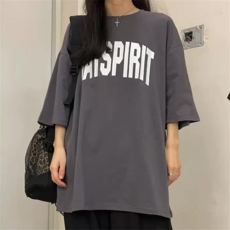 超火ins美式复古短袖t恤女宽松原宿bf风半袖字母百搭情侣上衣服夏