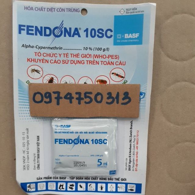 Thuốc diệt muỗi, kiến, gián, bọ chét pendona 10sc gói 5ml