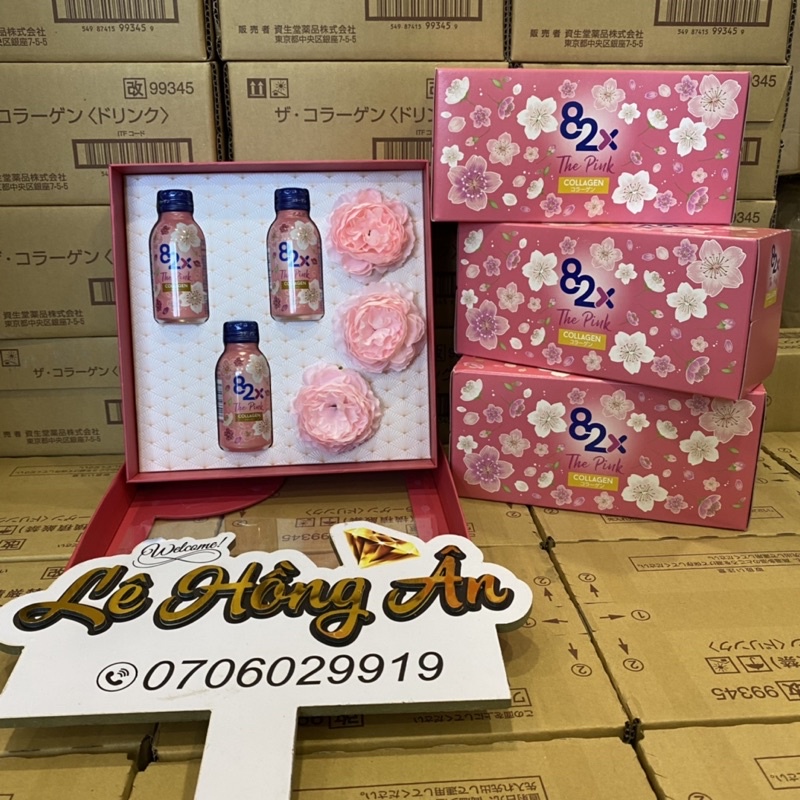 Nước uống 82x the pink collagen hộp 10 chai x 100ml nhật
