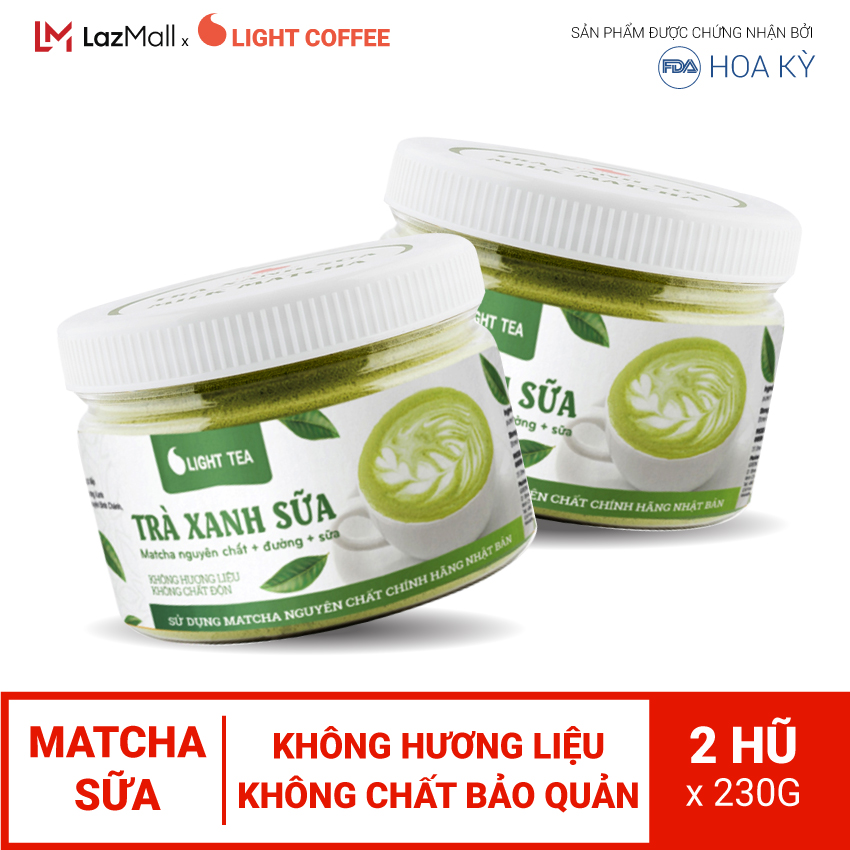 Combo 2 hũ bột trà xanh sữa 3in1 Light Tea - 230gr/hũ