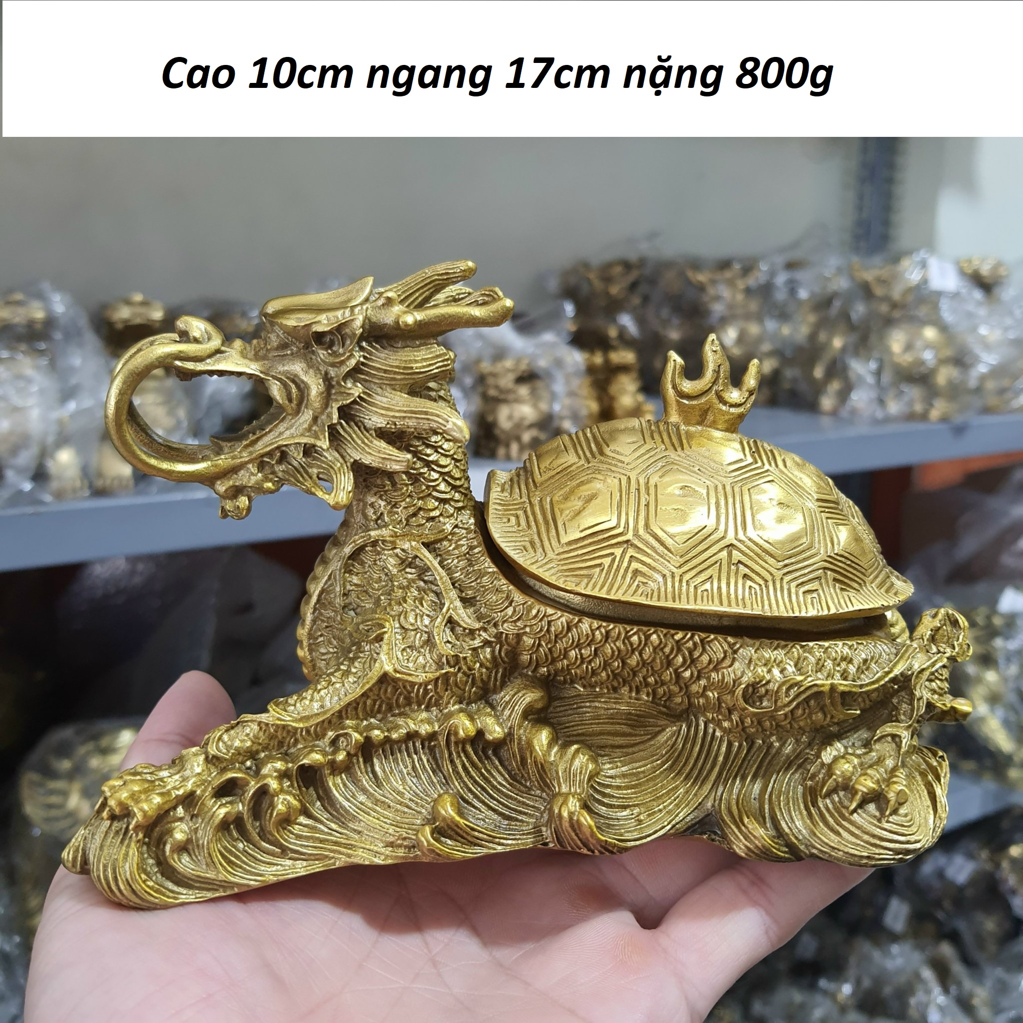 Tượng Long quy phong thuỷ mở nắp lưng bằng đồng MS23
