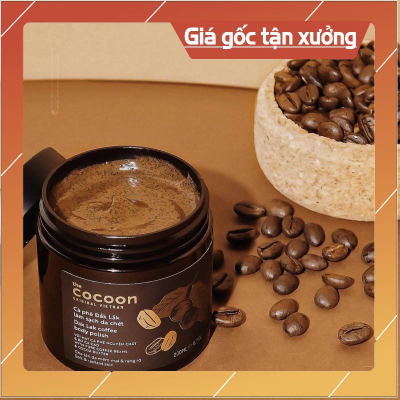Tẩy Tế Bào Chết Cà Phê COCOON Đắk Lắk 200g Mềm Mịn Da , Trắng Sạch , Đều màu Da