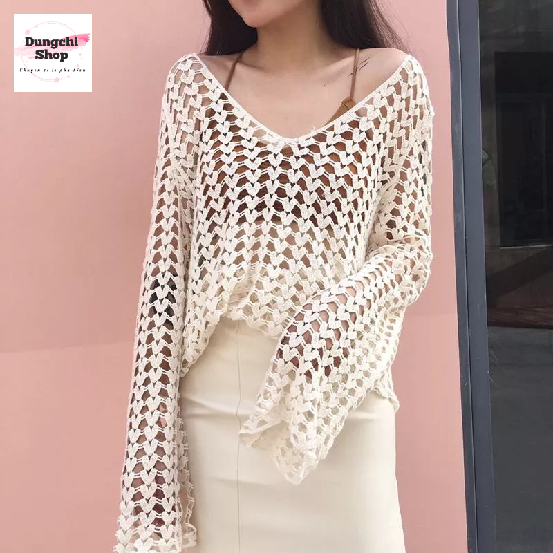 Áo ren lưới đi biển sexy