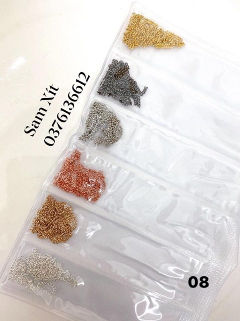 Dây xích viền móng trang trí móng 6 màu thông dụng