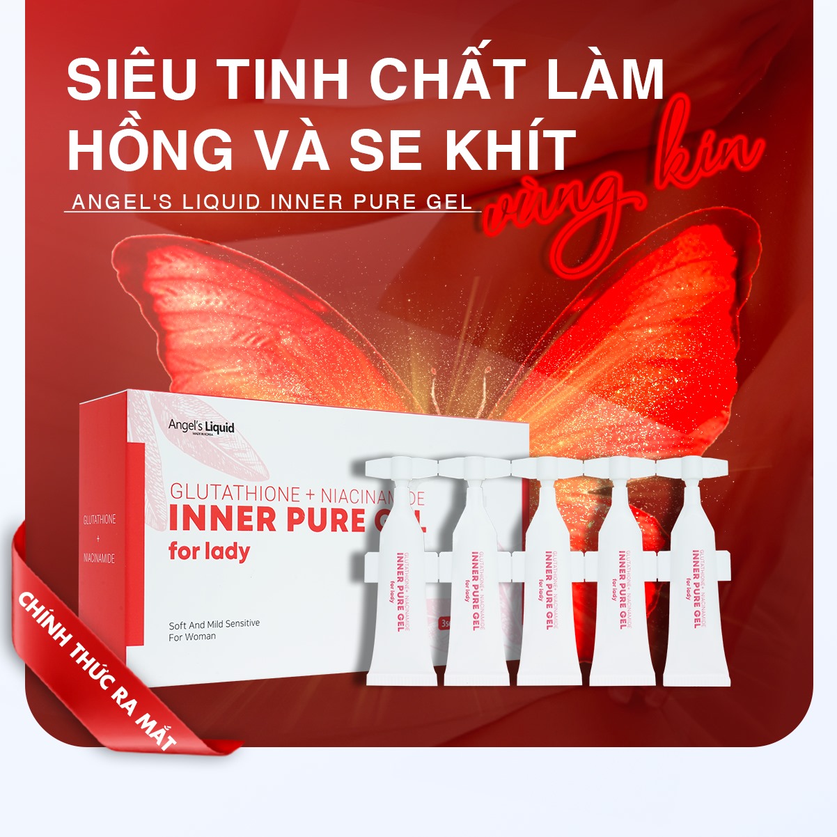 Siêu Tinh Chất Làm Hồng Se Khít Vùng Kín Angel's Liquid Glutathione Plus Niacinamide Inner Pure Gel 2ml _ Angel's Liquid Chính Hãng