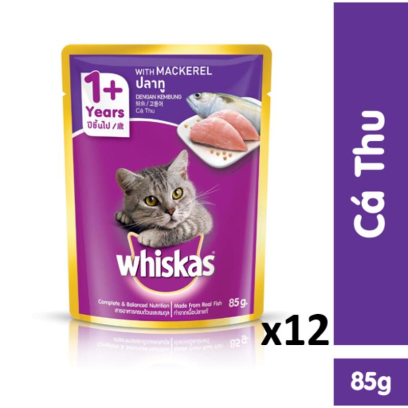 Bộ 12 túi thức ăn cho mèo Whiskas vị cá thu 85g