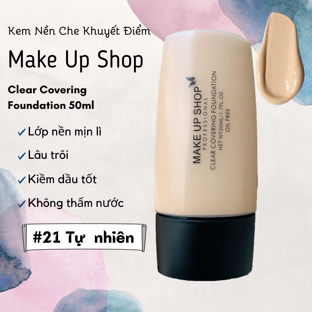 { Chính hãng} Rẻ vô đối- ( Hàn Quốc) Kem Nền Che Khuyết Điểm Make Up Shop Clear Covering Foundation 50ml
