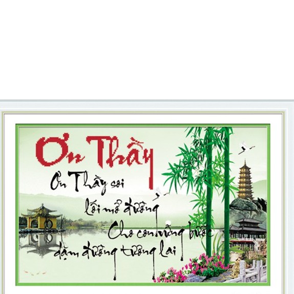 Tranh đính đá thư pháp Ơn thầy kích thước 75*50cm