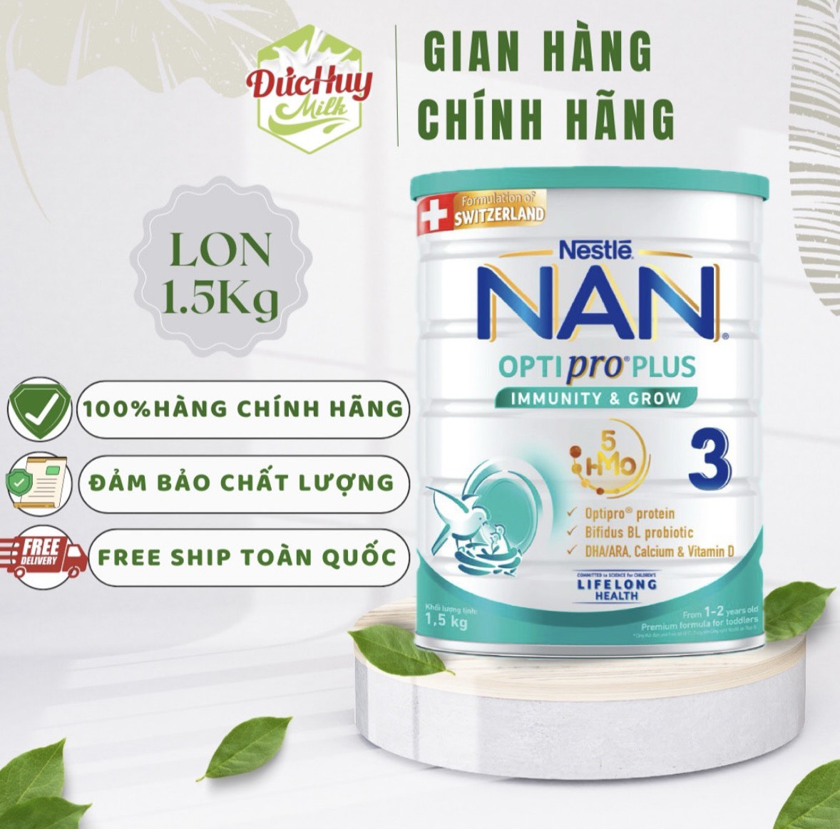 Sữa Bột Nan Optipro Plus số 3 HMO 1.5kg