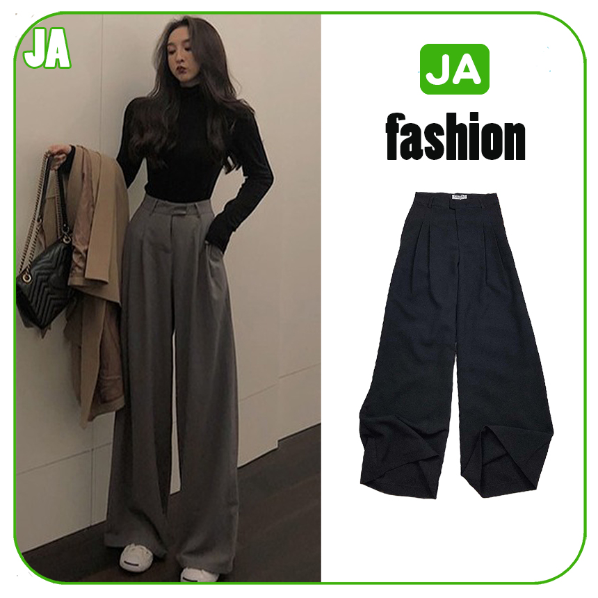 Quần tây nữ lưng cao ống suông rộng 100cm tôn dáng JAMS32