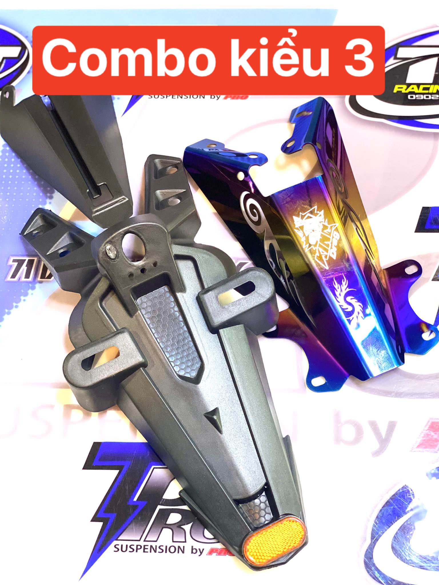 Combo đuôi dè y15zr ex150 + kèm pass 7 màu kingdrag + 4 ốc titanium gr5 6ly 25 phân
