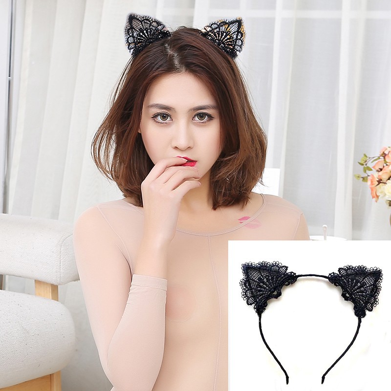 [HCM]Bờm Tóc Cài Tóc Mèo Tai Ren Dễ Thương