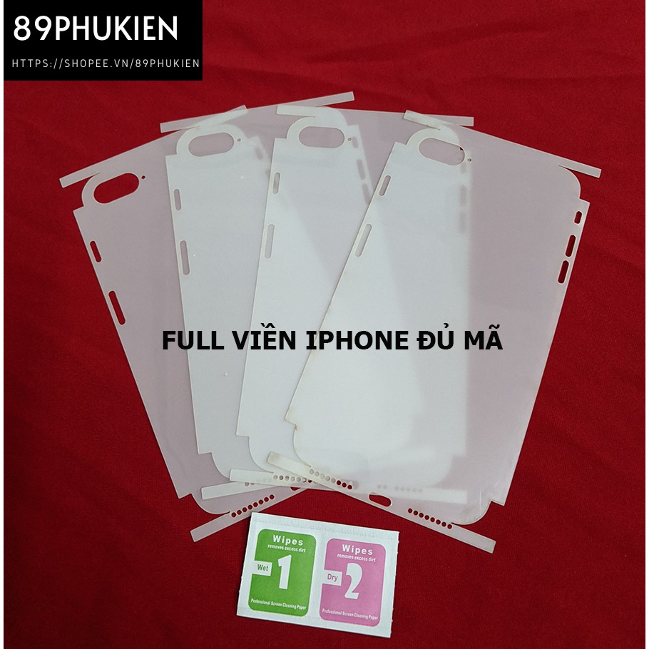 Miếng dán ppfbóng phủ full lưng viền iphone 7/8 7plus/8plus x/xs xr xs-max ip11 11-pro 11-promax