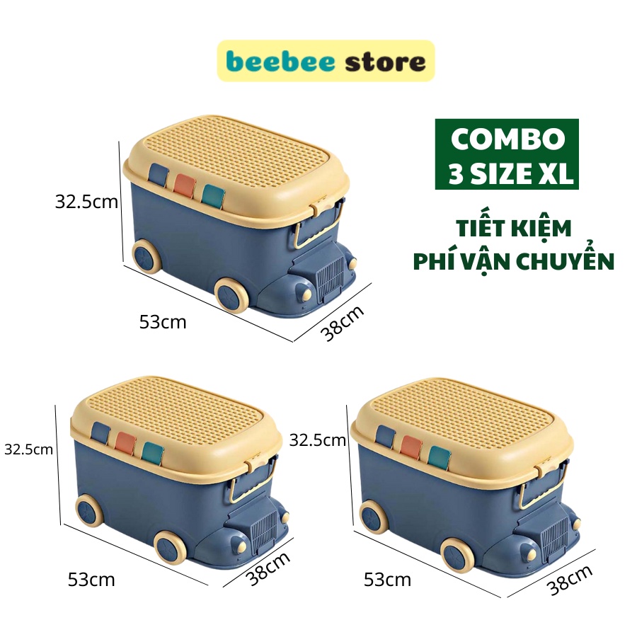 Thùng đựng đồ chơi có bánh xe siêu to, 2 thùng đựng đồ chơi hình xe ô tô q013