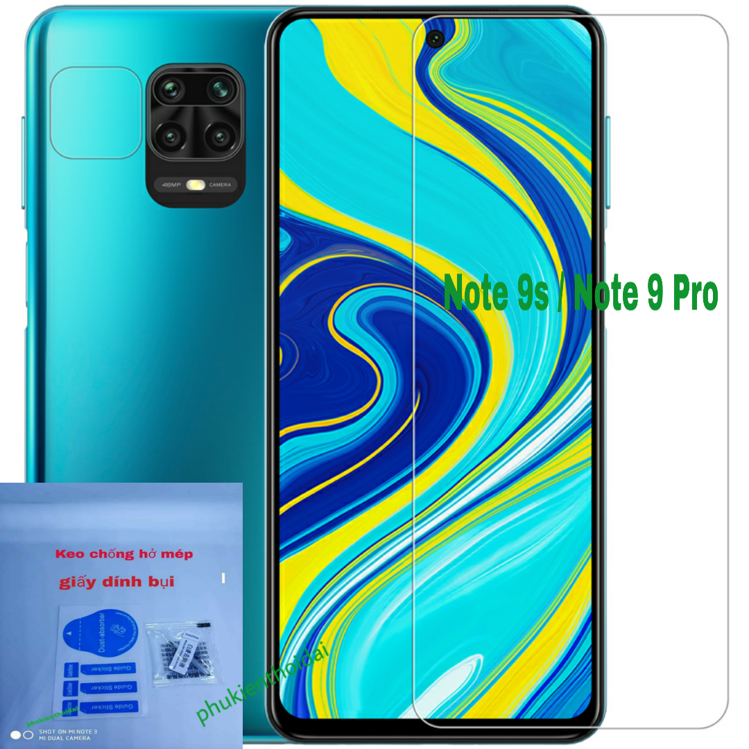 Kính cường lực Redmi Note 9s / Note 9 Pro trong suốt loại tốt ( tặng keo mép )