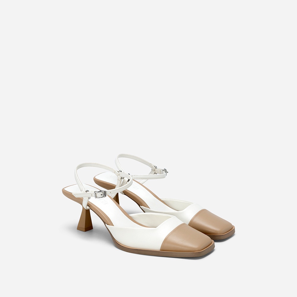 [Ưu đãi voucher 10%] Vascara Giày Bít Spool Heel Nhấn Mũi Phối Layer - BMN 0595