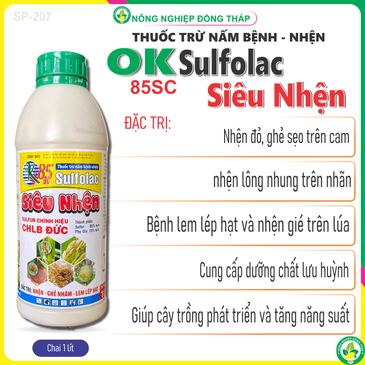 Thuốc Trừ Nấm Bệnh, Nhện OK-Sulfolac 85SC (Chai 1 lít)