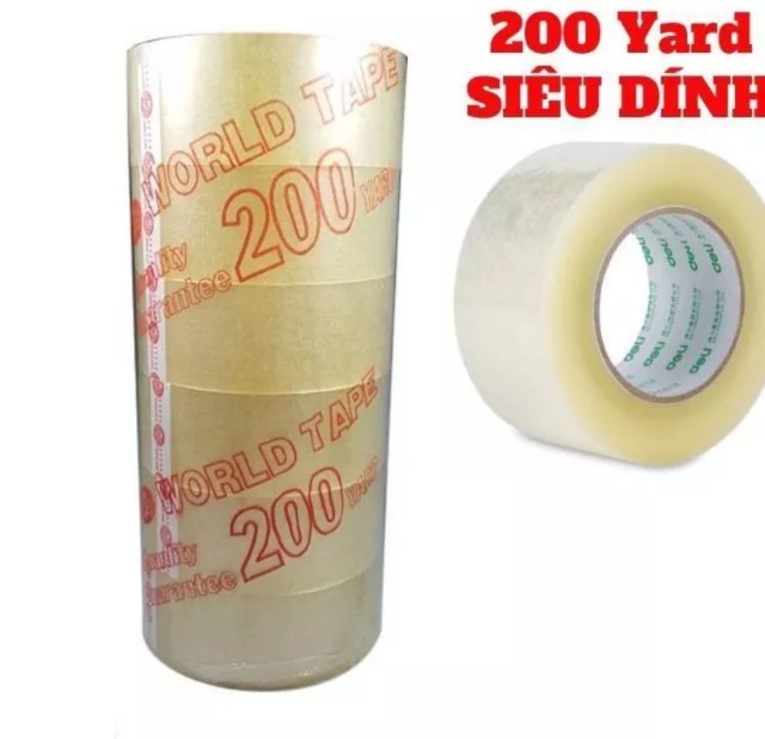 1 Cây (6 Cuộn) Băng Keo Trong/Đục 200Yard Siêu Dính