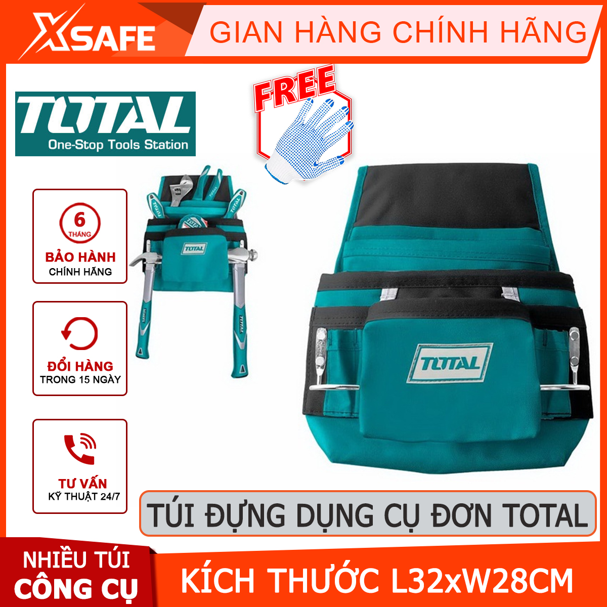 Total tht16p1011 tool bag, l32xw28cm tool bag, 600D polyester fabric storage devices