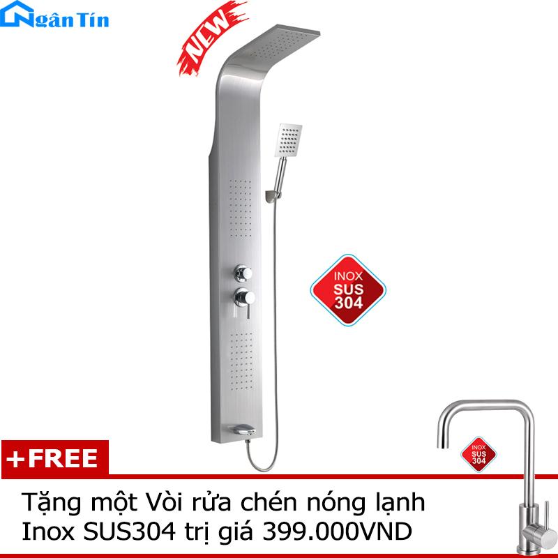 Bộ sen thuyền tắm nóng lạnh massage cao cấp Inox SUS304 Protasa PT-104 (Tặng kèm một vòi rửa chén nóng lạnh Inox SUS304)