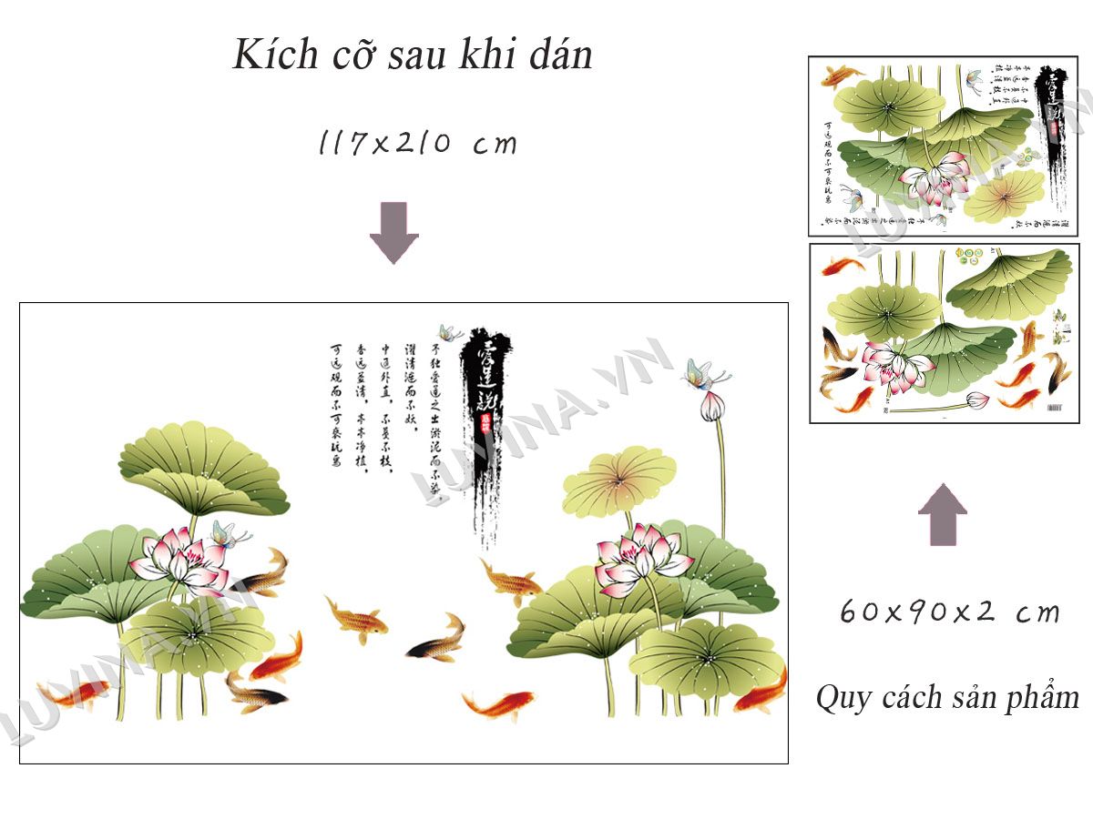 [HCM]DECAL DÁN TƯỜNG ĐẦM SEN VÀ HOA MẪU ĐƠN