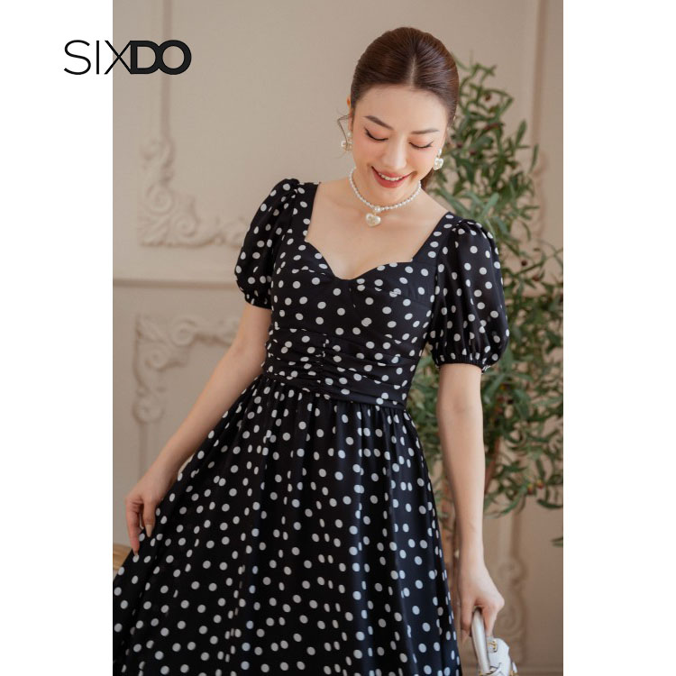 Đầm xòe SIXDO (Polka Dot Midi Chiffon Dress)