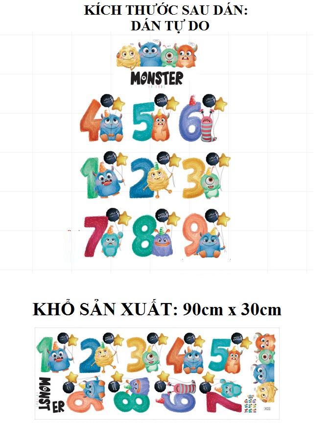 Decal dán tường Học đếm số- T2- vivadecal