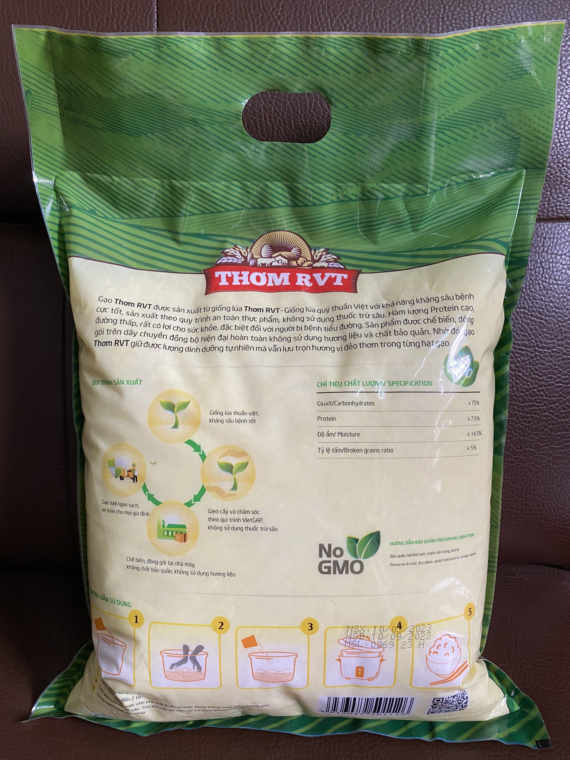 (Chính hãng) Gạo Thơm RVT Vinaseed - Dẻo thơm