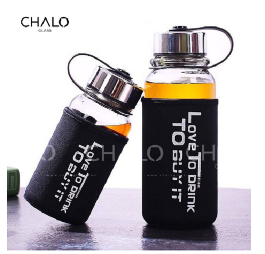 Bình thuỷ tinh đựng nước ép, bình đựng nước bọc xốp chống va đập 1000ml