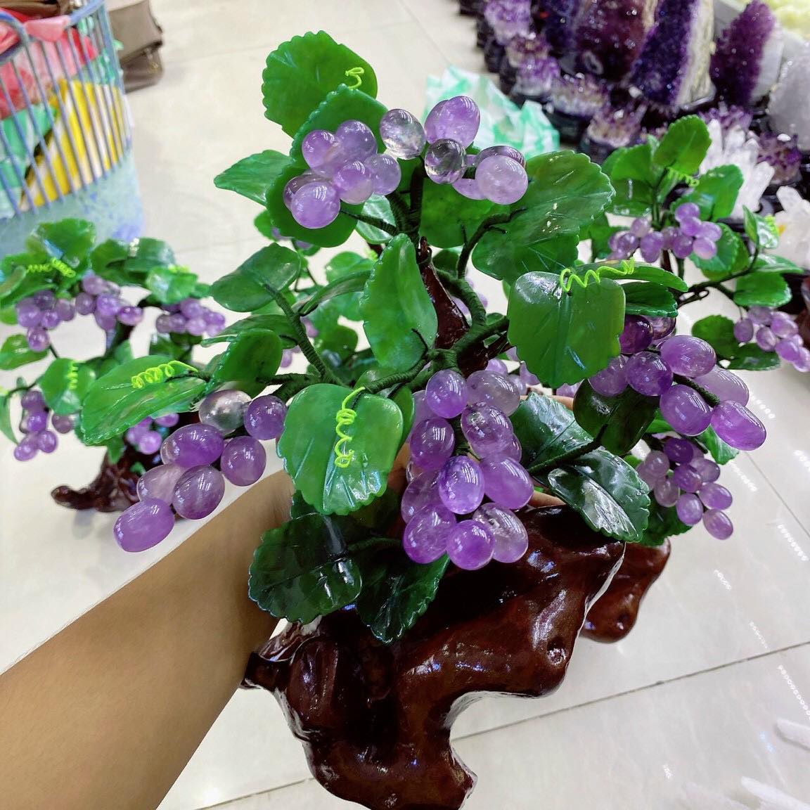 [HCM]Cây Nho Tài Lộc đá thạch anh tím 30cm