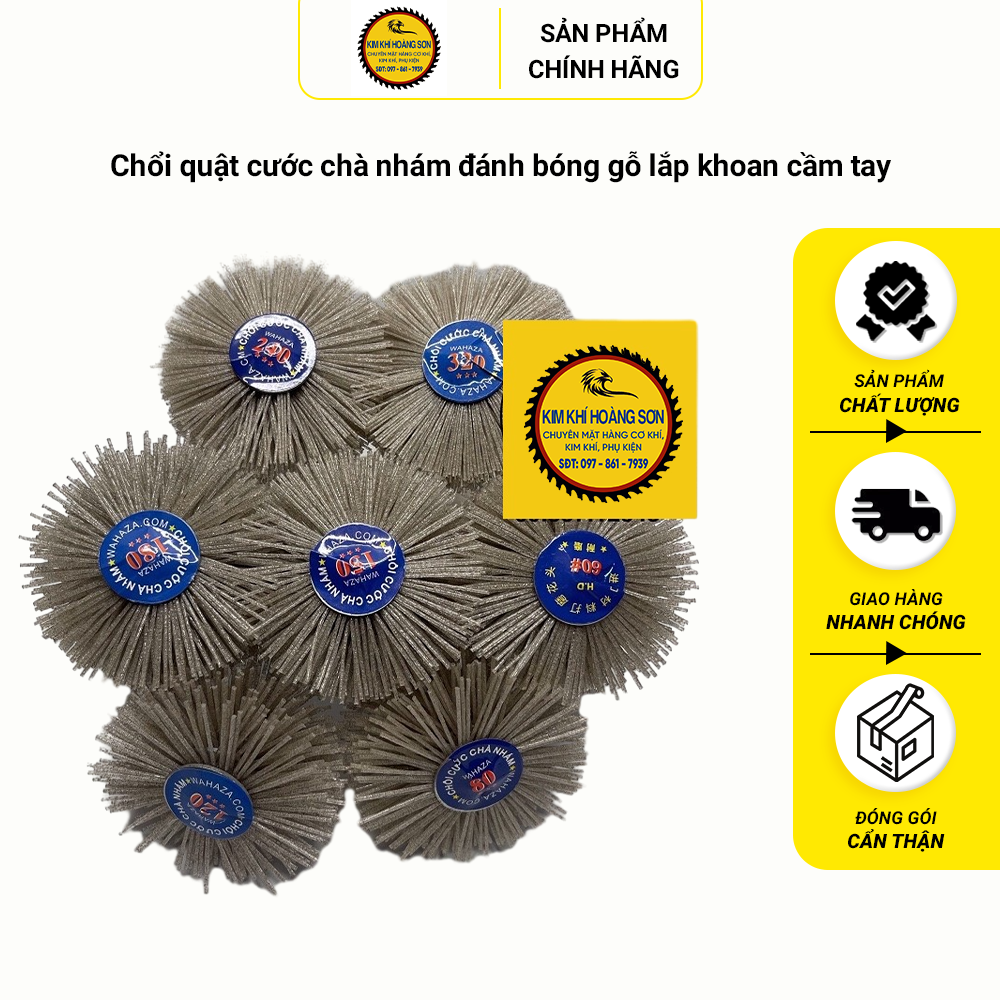 Chổi cước quật chà nhám, đánh bóng gỗ số cát 60-320, chổi cước đánh rỉ sắt quật gỗ có thể lắp máy khoan cầm tay