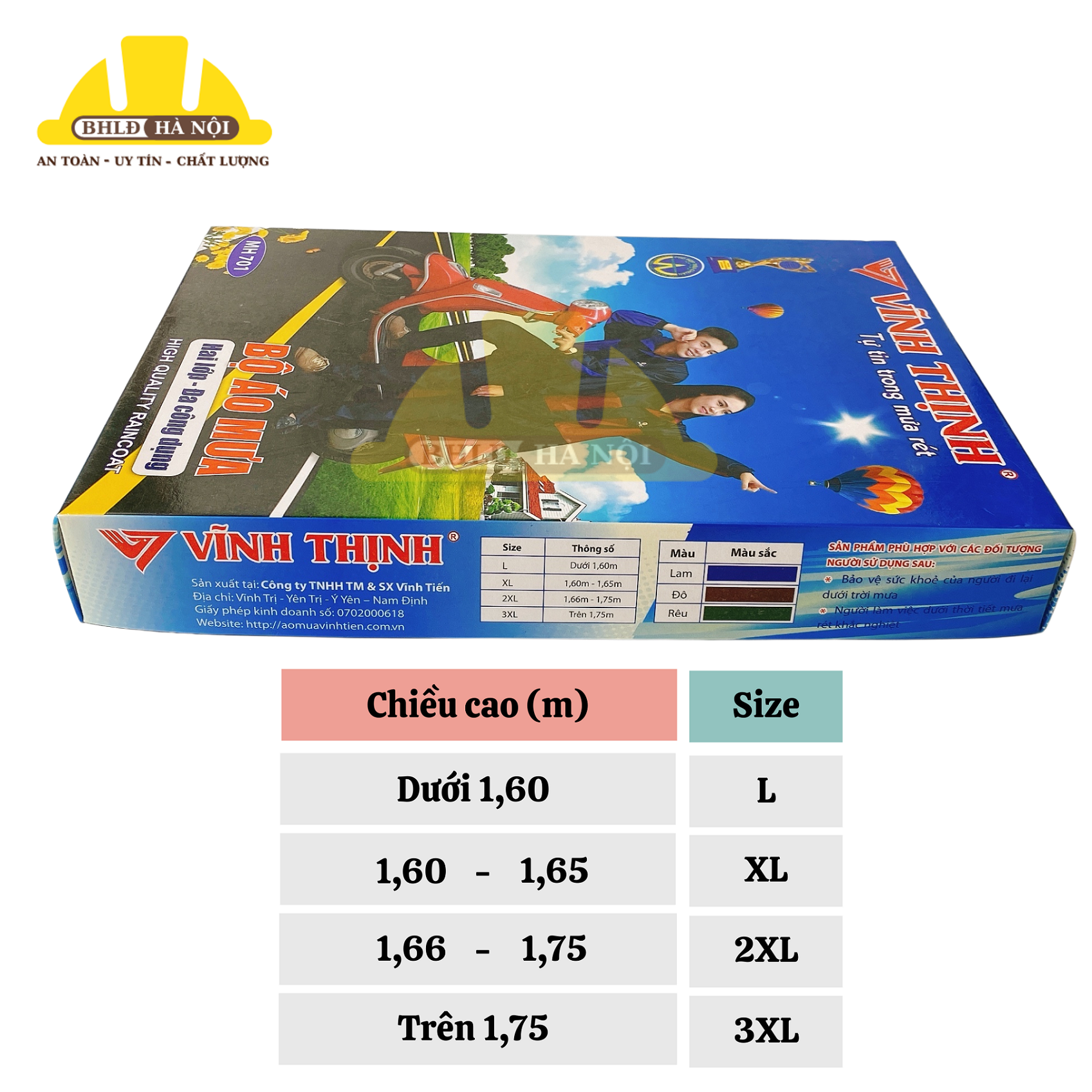 Bộ áo mưa 2 lớp cao cấp Vĩnh Thịnh (hàng chính hãng)
