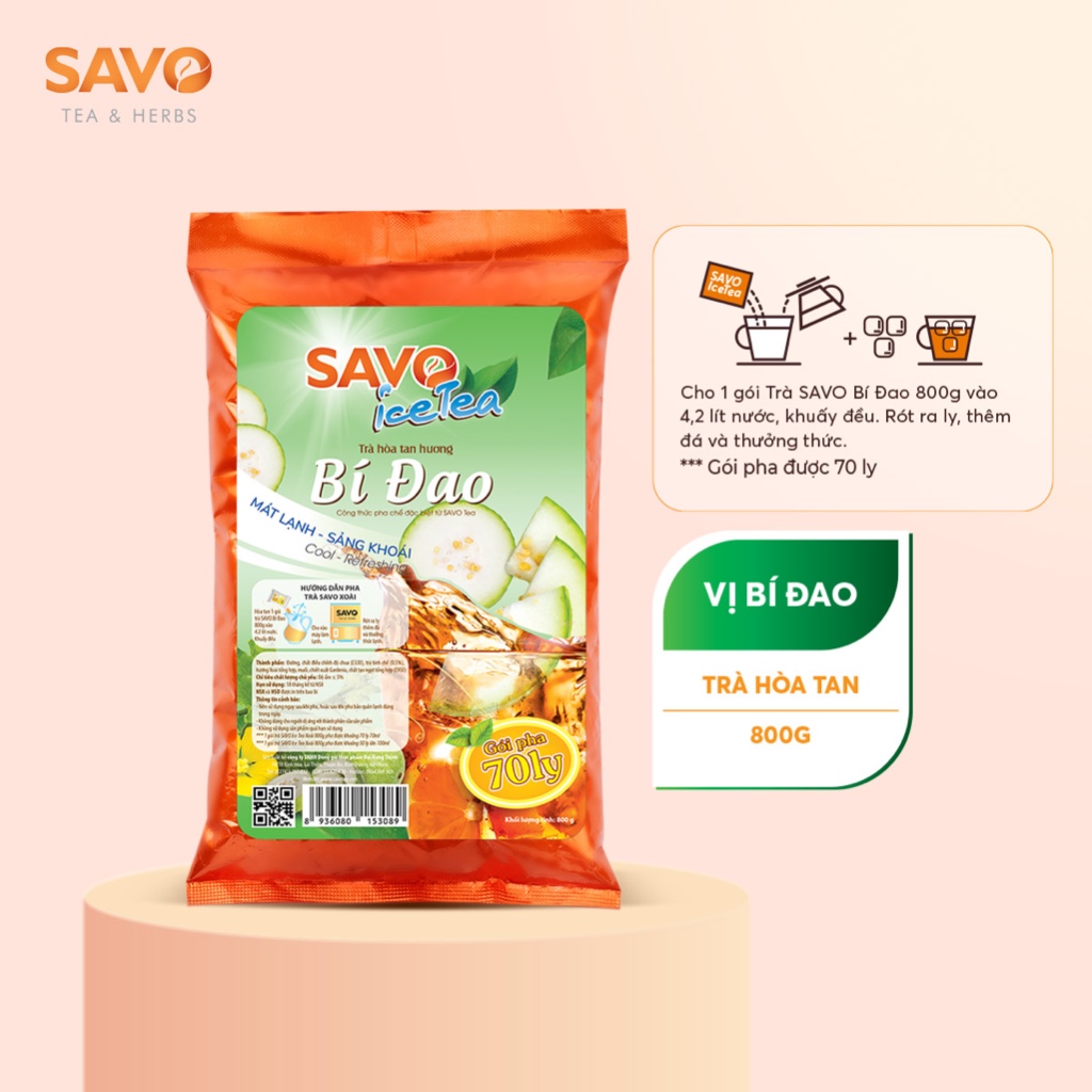 Trà Bí Đao Hòa Tan SAVO (WinterMelon Icetea) - Túi 800g