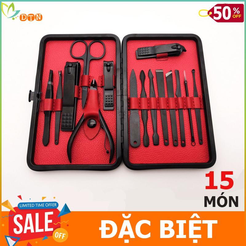 Bộ dụng cụ làm móng 15 món bằng thép cao cấp không gỉ - Tiện dụng đa năng + Tặng kèm hộp da siêu chất lượng