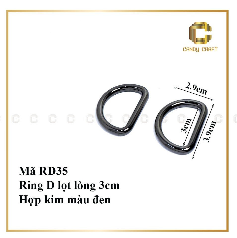 Khoen D (ring D)màu đen - phụ kiện làm túi xách