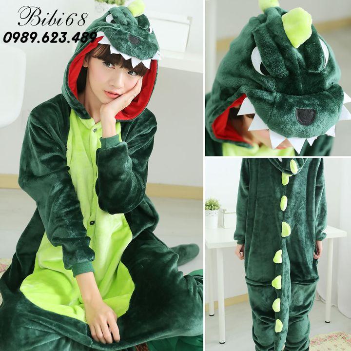 Bộ đồ hình thú liền thân Khủng Long xanh Pijama lông Động Vật Hoạt Hình Cosplay nhiều màu đón giáng sinh HOT độc và lạ nhimshop 1901