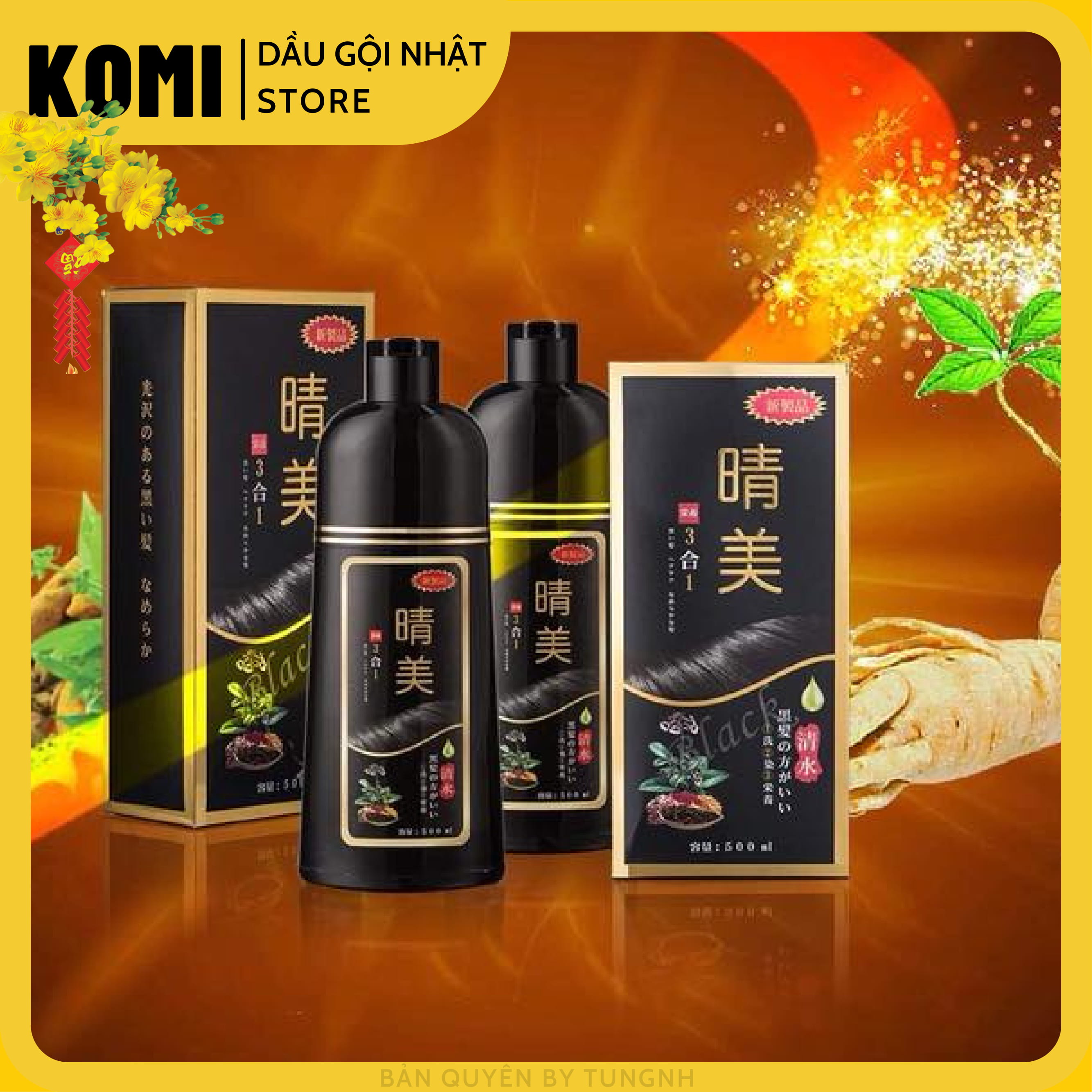 [CHÍNH HÃNG] KOMI - DẦU GỘI PHỦ BẠC THẢO DƯỢC ĐEN TÓC - 500ML
