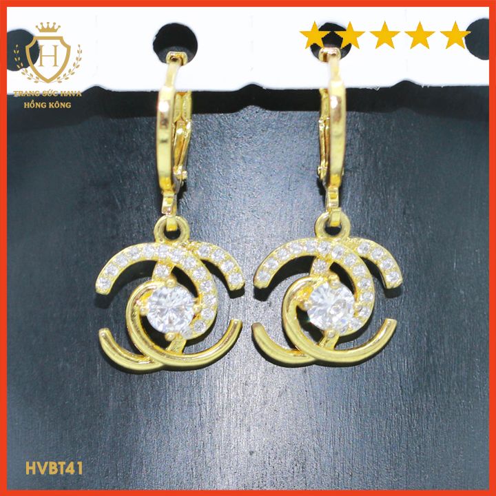 Bông Tai Nữ Titan Mặt Chữ X Đính Đá Thời Trang, Khuyên Tai Nữ Dáng Dài Xi Mạ Vàng Non 24k Cao Cấp - Trang Sức Hava Phong Cách Trẻ Trung Cá Tính