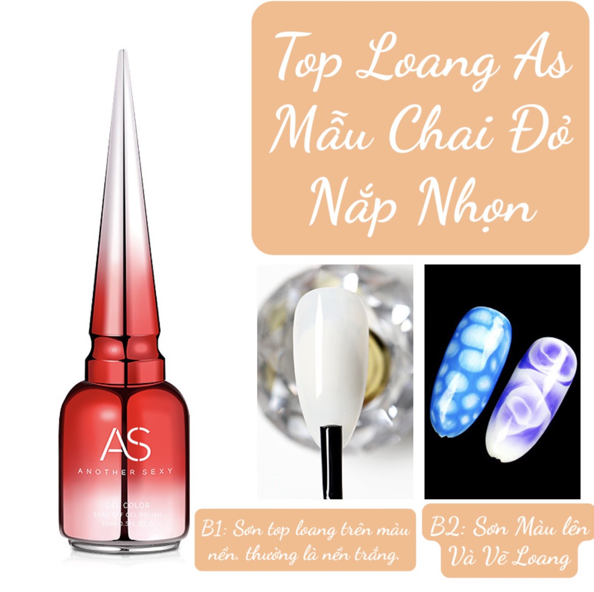 Sơn Gel Top Loang AS 15ml ( Sơn Gel Hơ Máy )