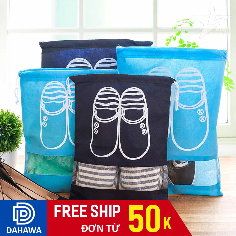 Túi đựng giày dép Sneaker có dây rút rất tiện lợi, chống bụi bẩn, sắp xếp giày gọn gàng, vải chống thấm nước siêu bên