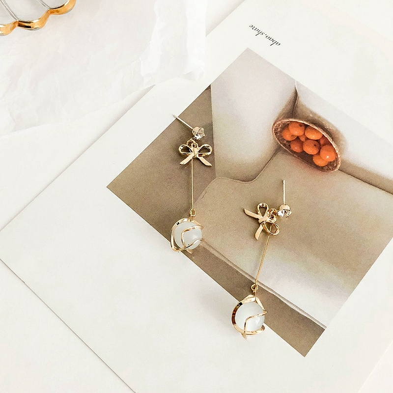 [HCM]Khuyên tai dáng dài gắn đá Opal
