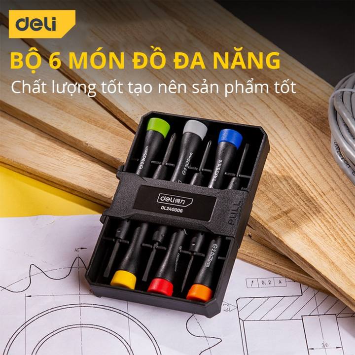 Bộ Tua Vít Đa Năng Deli Nhiều Màu Sắc Dễ Phân Biệt, Sử Dụng Cho Nhiều Kích Cỡ, Sửa Đồng Hồ, Linh Kiện - DL240006 - Hình ảnh 5