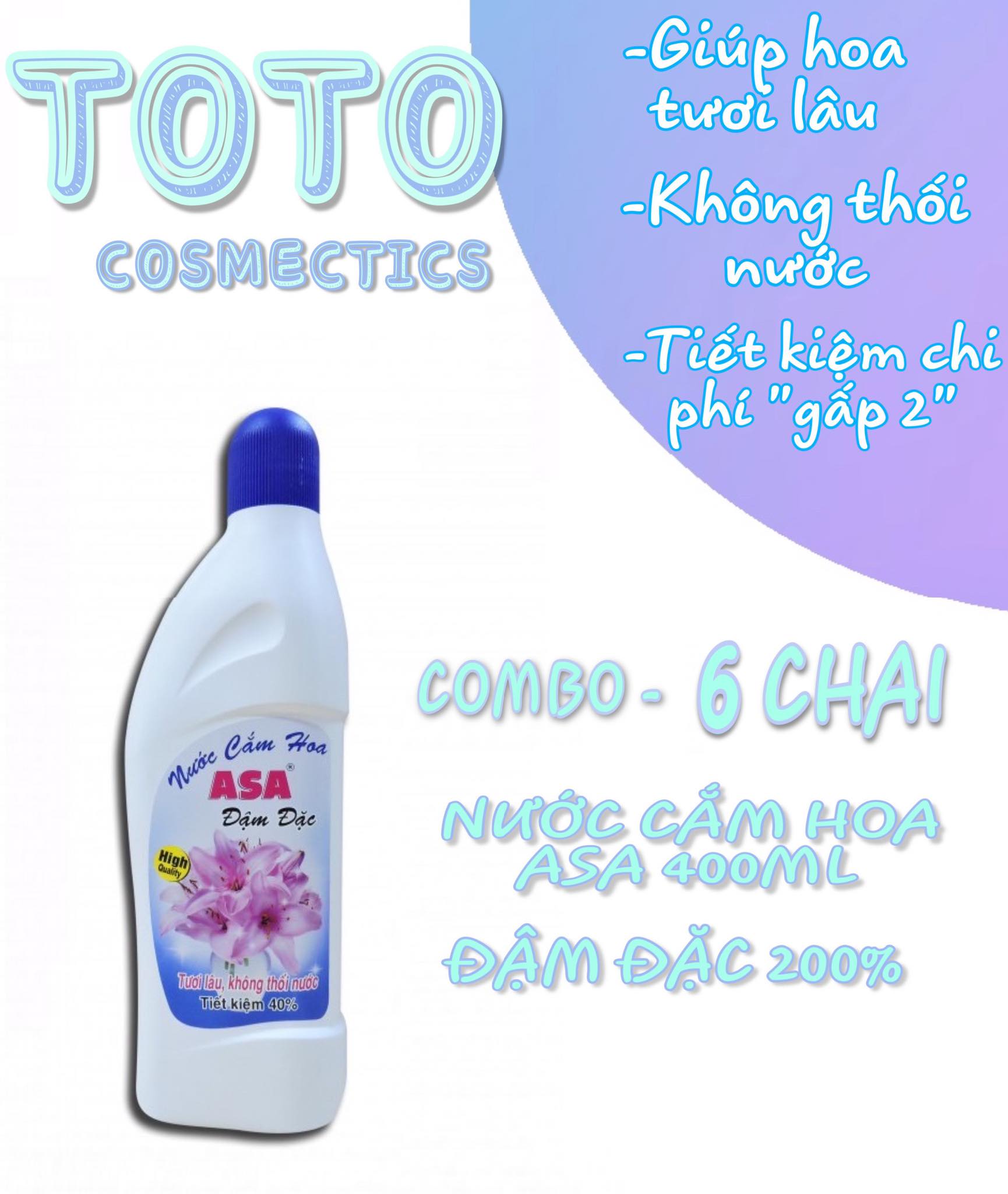 >> SO SÁNH GIÁ NƯỚC CẮM HOA ASA 400ML | Shopee Lazada Sendo Tiki | Nên mua ở đâu rẻ nhất 150 COMBO 6 CHAI NƯỚC CẮM HOA ASA 400ML ĐẬM ĐẶC 200% GIÚP GIỮ HOA TƯƠI LÂU KHÔNG THỐI NƯỚC