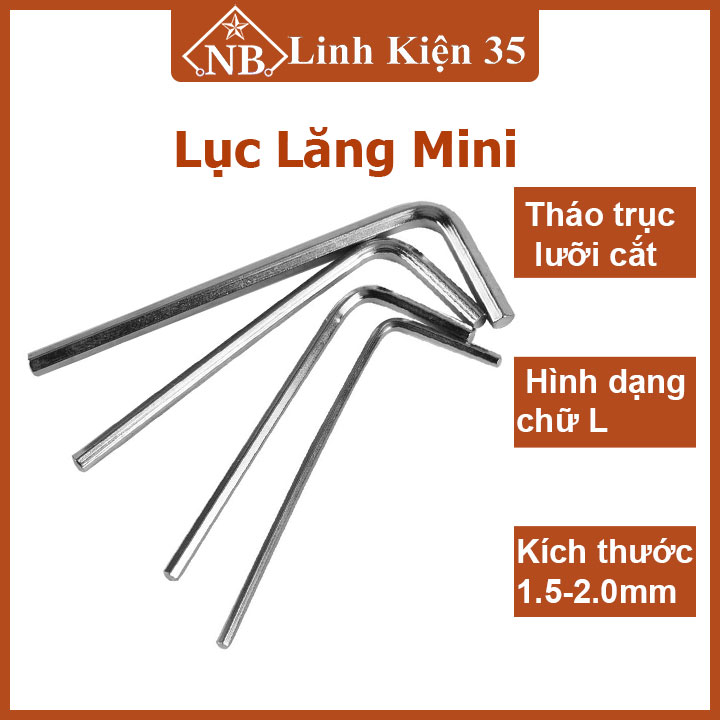 Lục lăng vặn trục kẹp lưỡi cắt dạng chữ L kích thước 1.5mm, 2mm