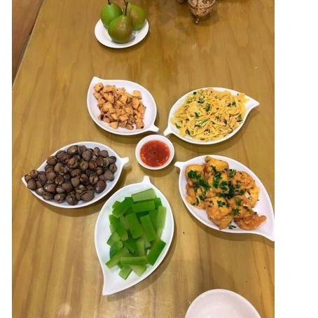 BỘ 5 ĐĨA LÁ TRẦU KÈM BÁT CHẤM